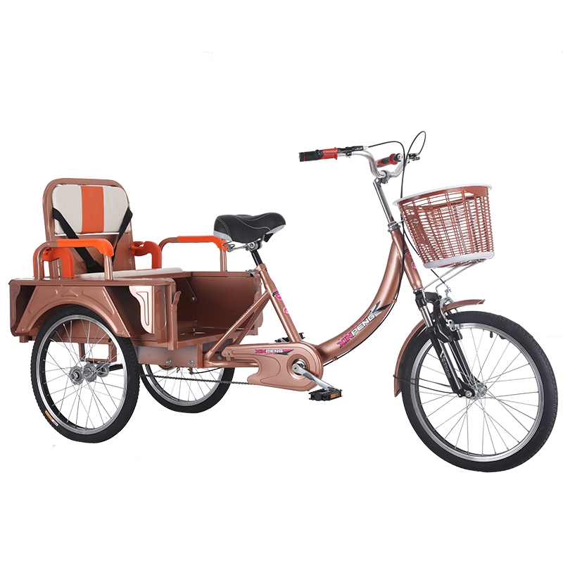 老年脚蹬人力三轮车黎卫士老人脚踏小型自行车成人载货两用代步车买菜