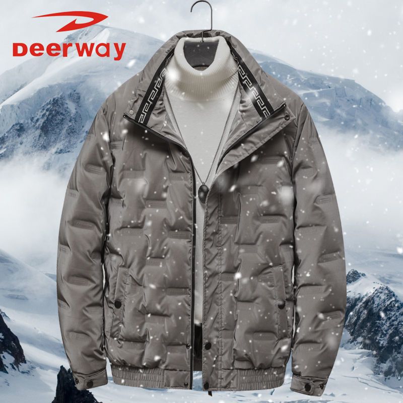 deerway德尔惠冬季男士白鸭绒羽绒服立领商务休闲中青年外套男