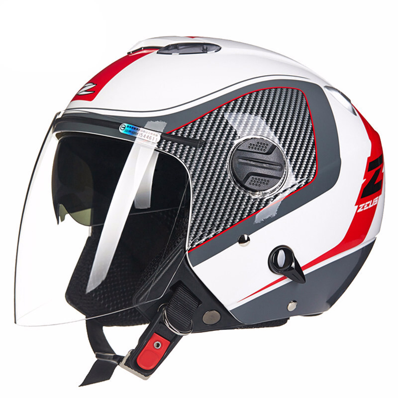 qiuboss摩托车骑士装备 瑞狮摩托车头盔男双镜片半盔覆式夏季机车安全