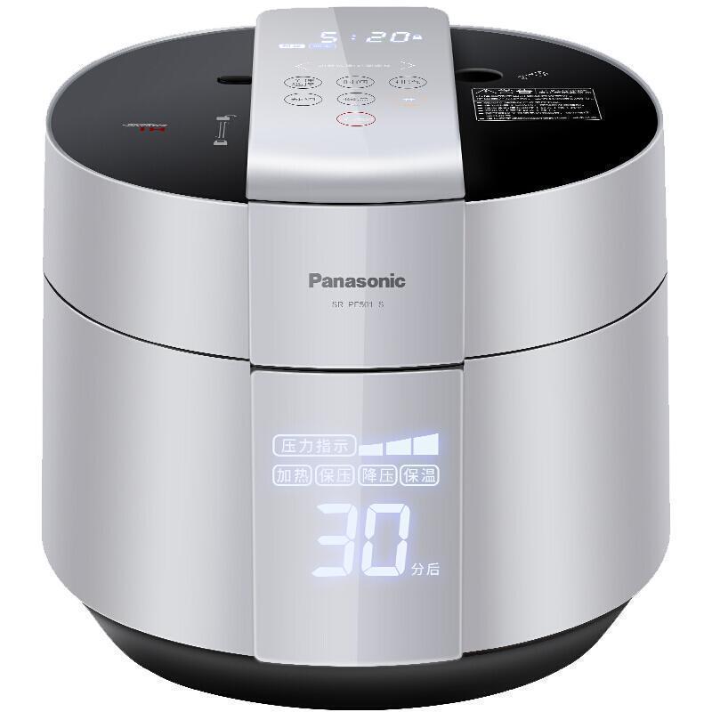 松下(Panasonic)SR-PE501-S变频炖蒸高压力锅IH电磁家用料理电饭煲5L升智能触控屏三段压力可调