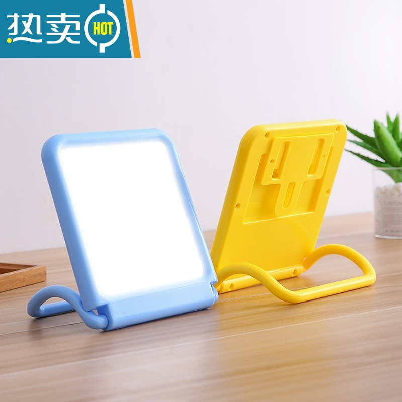 敬平宿舍壁挂镜子桌面台式可立化妆镜学生折叠便携挂墙梳妆简约时尚镜便携式用镜 新款粉色高清大图