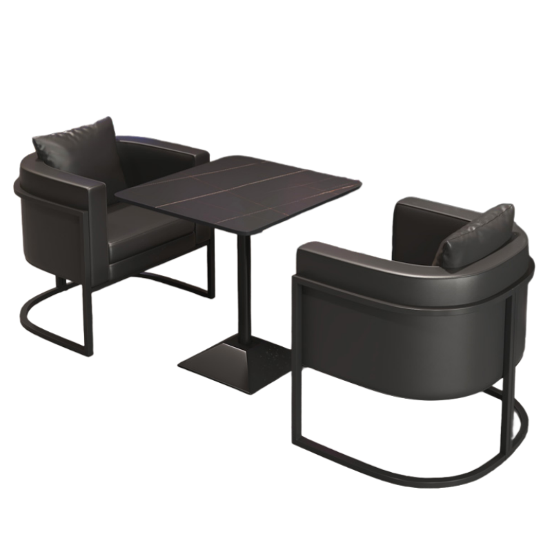 智叶舟洽谈沙发组合单人位*2+方几套高清大图