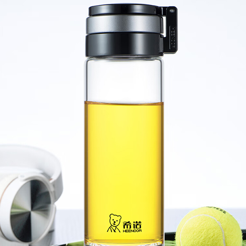 希诺玻璃杯695ml耐用耐高温户外便携黑色XN-6076高清大图