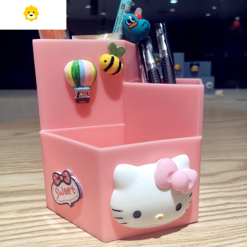 喻娄可爱卡通笔筒is少女心儿童时尚创意卡通博主收纳盒桌面文具 粉色