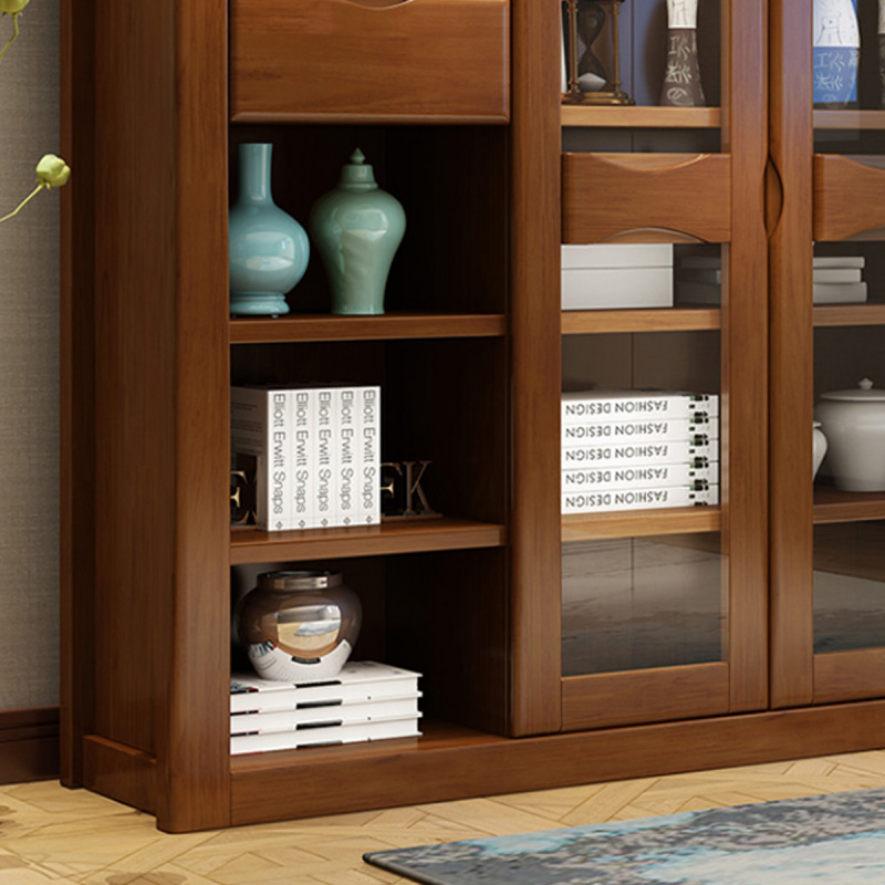 月影梳桐实木书柜现代中式组合书橱两门三门置物书架办公室多层储物柜
