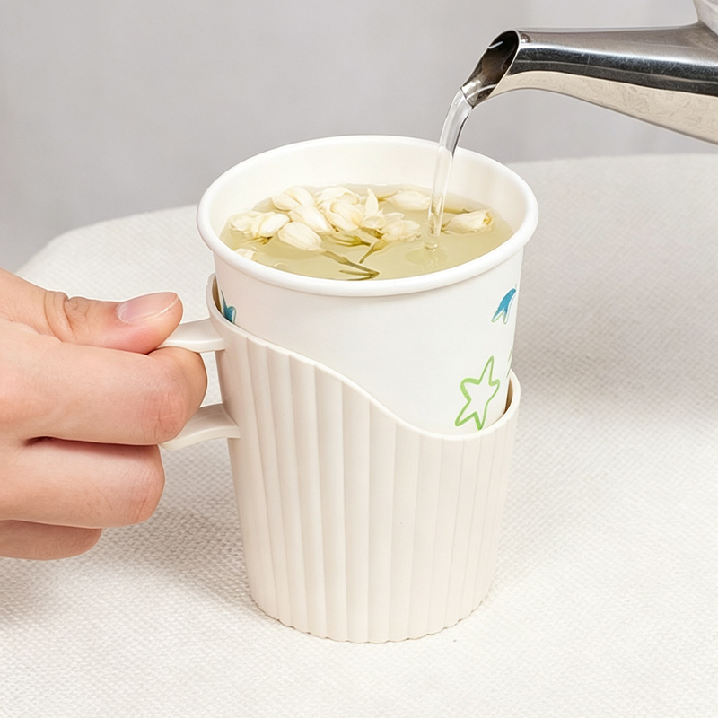 老房太太 通用塑料杯托 8个装带把手 加厚一次性纸杯托 隔热防烫托架防滑杯套 A45/包高清大图