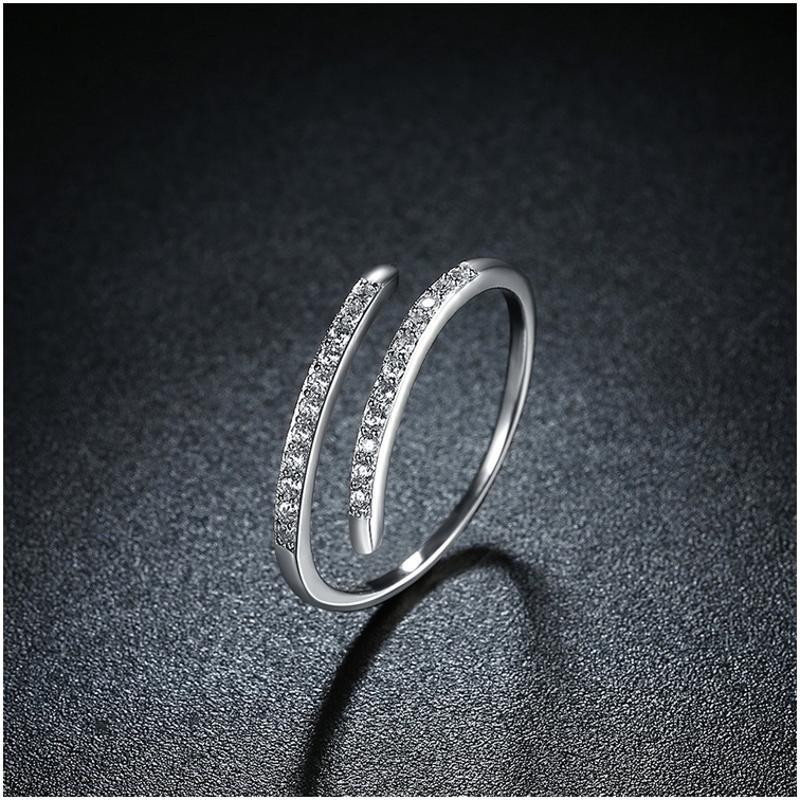 R093 Lady Silver Rings 戒指女925纯银简约日韩潮人开口单戒指环送女朋友七夕情人节礼物