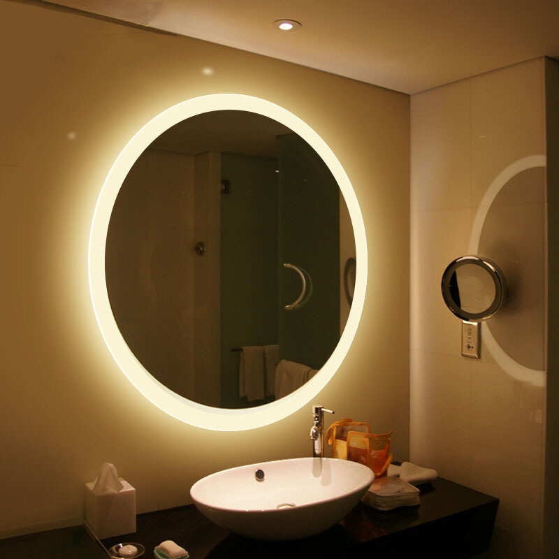 卫生间镜子高清防雾led灯镜洗手间壁挂防化妆镜带灯智能浴室镜80白或