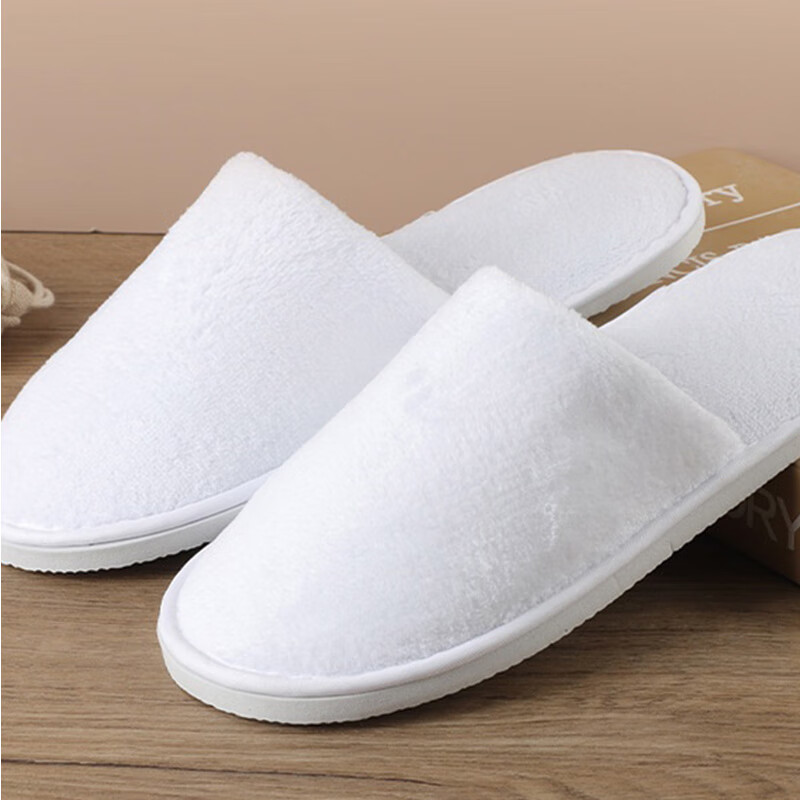 海亚森 TK-6012 珊瑚绒一次性拖鞋 底厚8mm 均码 白色 拖鞋(计价单位:双)白色高清大图