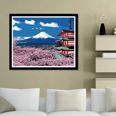 油画风景名胜学生手绘涂色解压数码手工填色客厅装饰30*40 5275五重塔