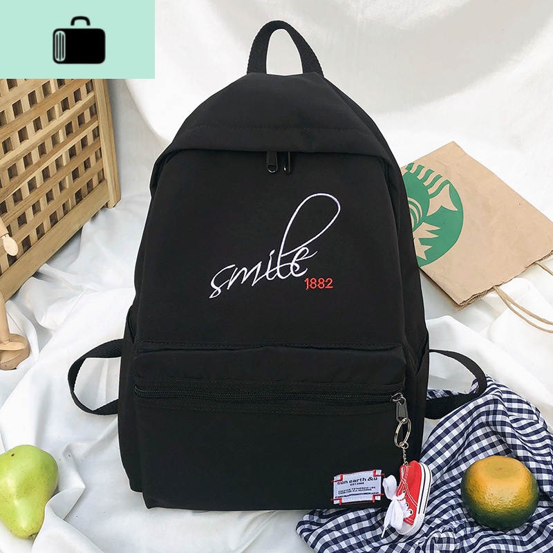 双肩包男女韩版百搭潮背包高中初中生大学生大容量简约时尚电脑包NEW LAKE 1972#黑色(放14寸的笔记本送鞋子挂件)