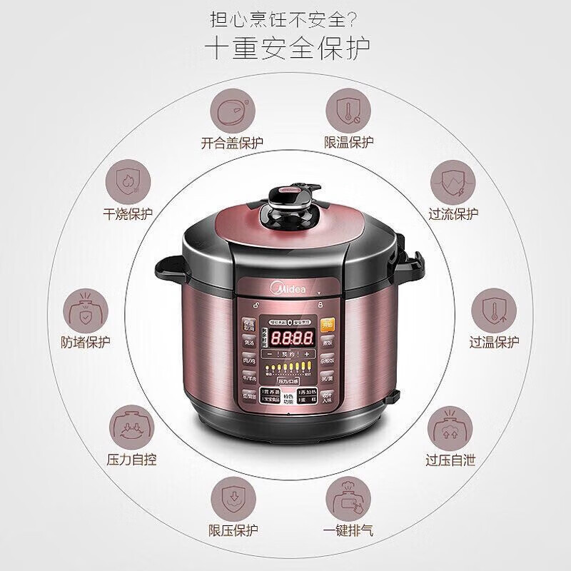 美的(Midea)电压力锅双胆6L升家用电高压锅饭煲 MY-YL60Simple101高清大图