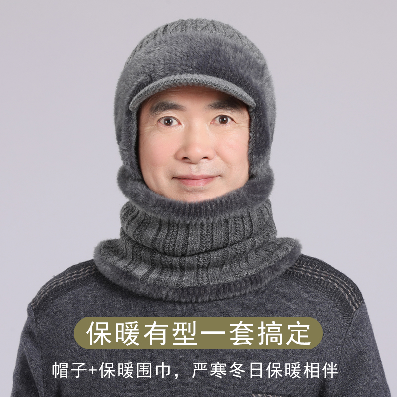 中老年人帽子男冬季加绒护耳老人男士爷爷冬天爸爸保暖针织毛线中高清大图