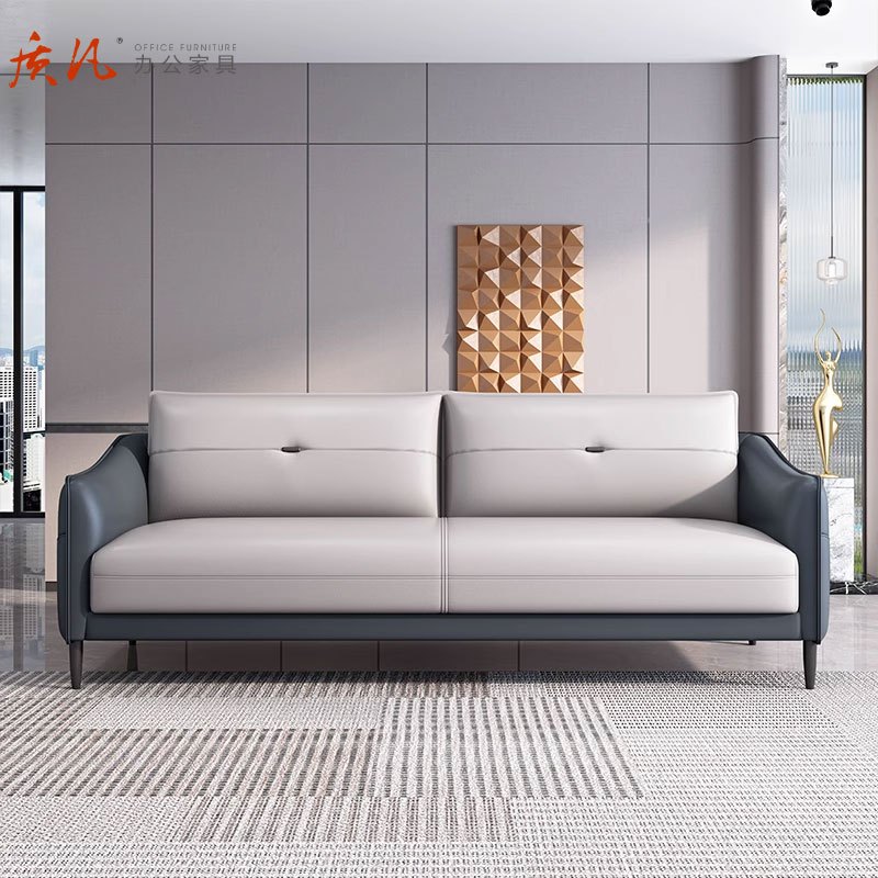 苏宁 质凡 办公家具现代时尚休闲办公接待沙发 单人位+双人位+三人位高清大图