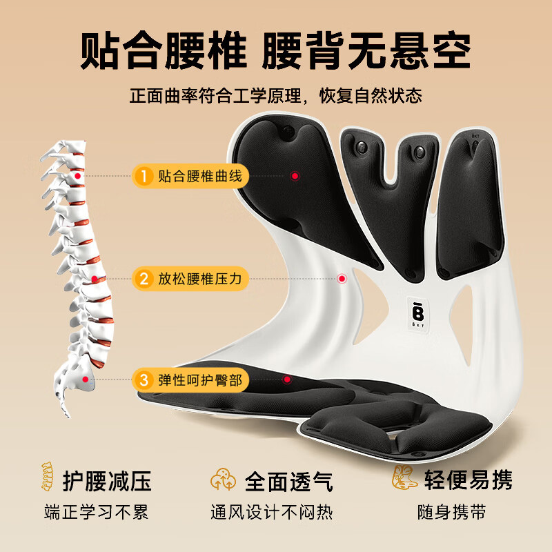BKT坐姿椅人体工学护腰坐垫腰靠垫坐垫带坐套超大版