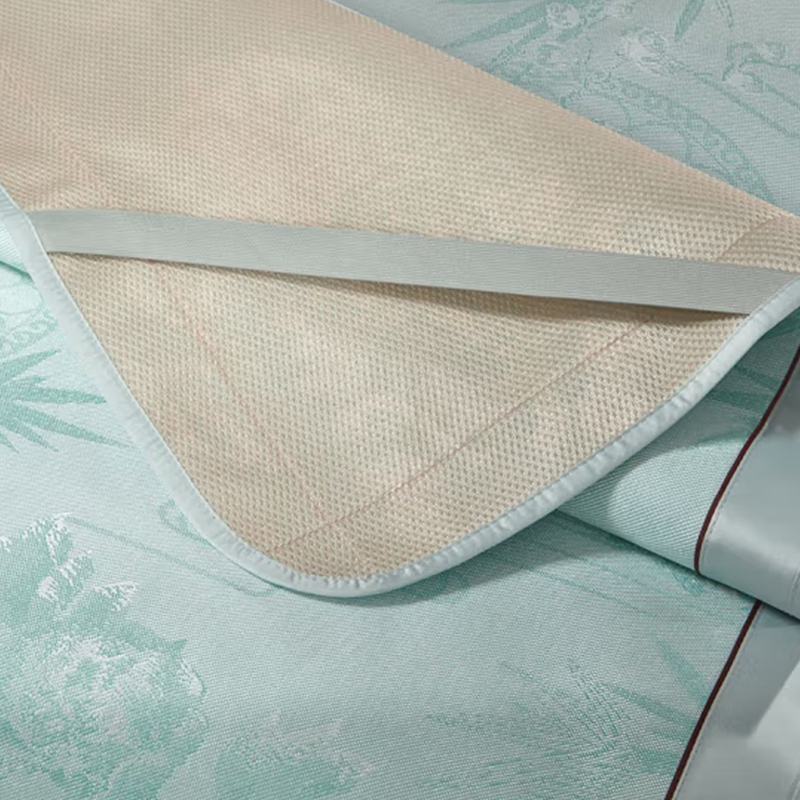 富安娜(FUANNA) 竹梦轩 冰丝凉席三件套双人提花凉席 180*200cm高清大图