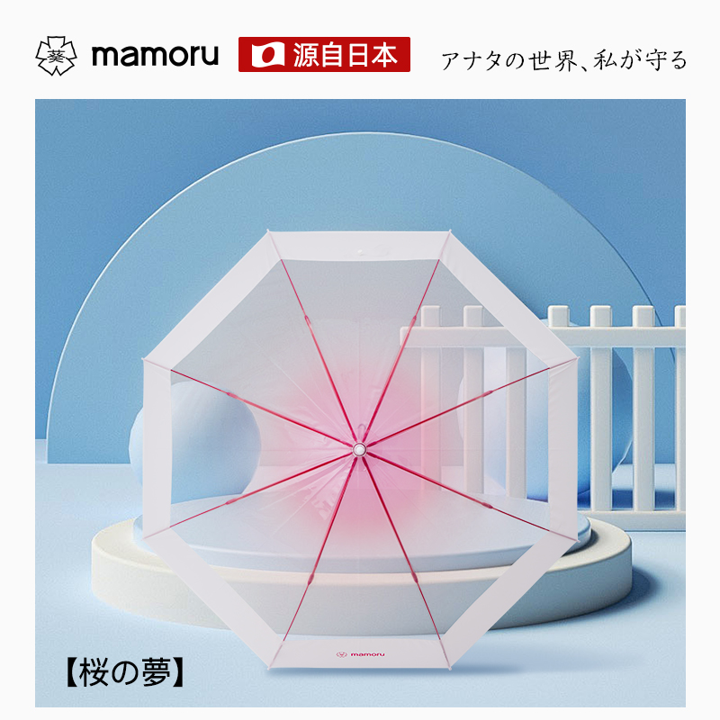 Mamoru长柄渐变透明伞 大号长柄双人透明雨伞 拒水抗风高颜值拍照伞青空100cm(颜色随机发货)高清大图