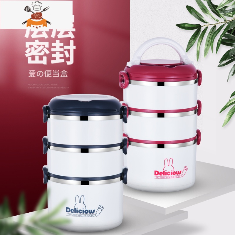 多层带饭便携便当上班族保温桶饭盒学生超长不锈钢分隔型加热分层 六层浅绿色[送餐具+保温袋] 敬平高清大图