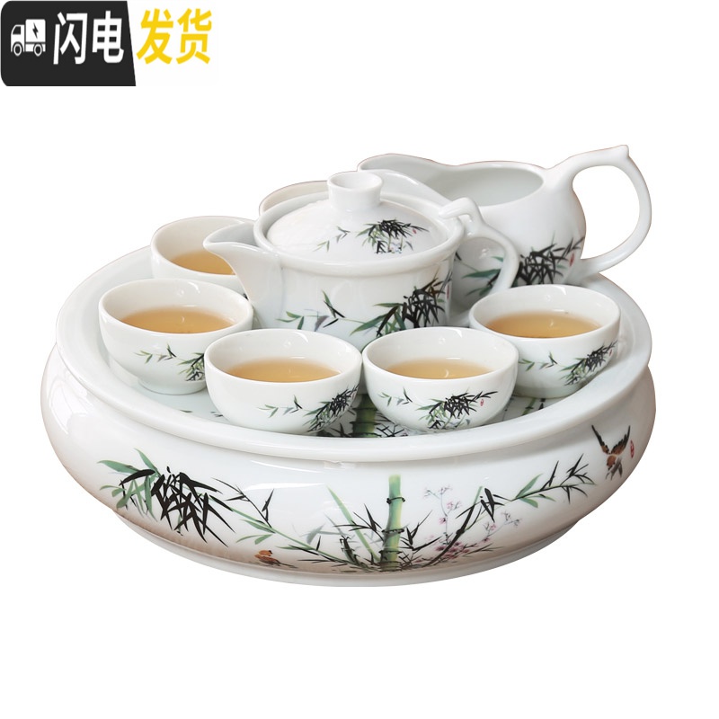 三维工匠潮汕功夫茶茶具套装 家用小客厅瓷整套家庭简约陶瓷喝茶茶壶茶盘 红色喜鹊迎春配茶壶高清大图