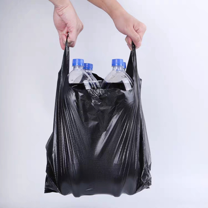 黑色塑料袋批打包手提式袋子商用大号加厚一次性方便袋 65cm高清大图