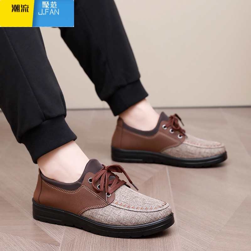 聚范2024新款老北京布鞋男款单鞋休闲中老年爸爸鞋特大码男鞋45464748高清大图