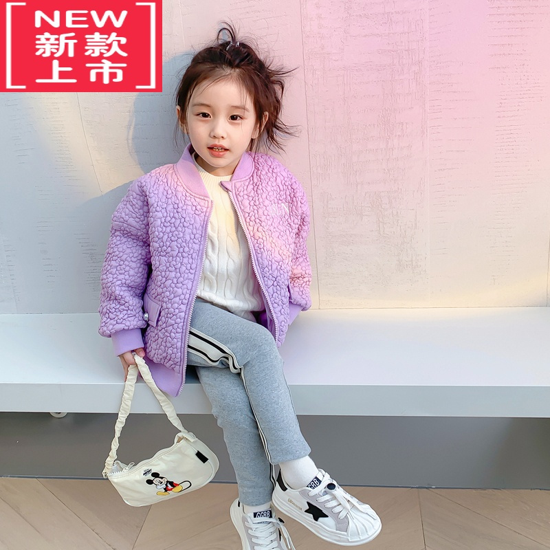 可莉允女童棉服冬季轻薄宝宝秋冬装2022新款棒球服休闲童装儿童夹棉外套