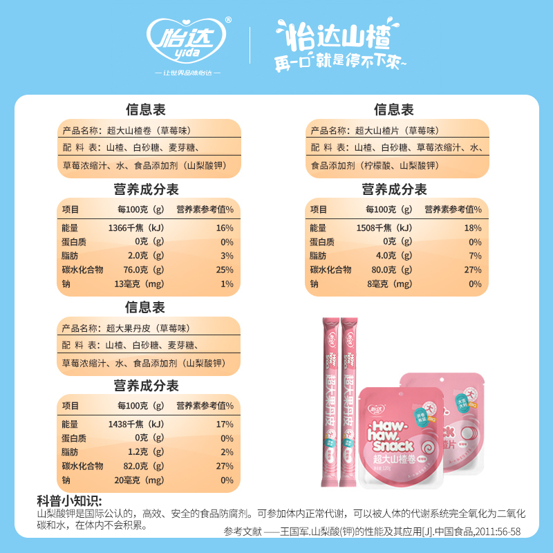 肖战同款 怡达超大草莓味山楂礼盒268g 趣味山楂卷片果丹皮酸甜创意休闲零食