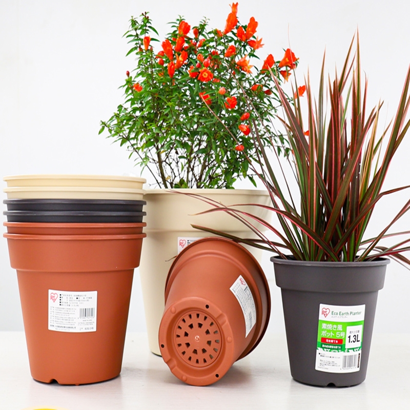 回固花盆园艺简约爱丽丝素烧风花盆圆口加厚树脂多肉吊兰绿萝盆