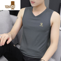 YANXU2022莫代尔男士V领背心宽肩坎肩无袖t恤冰丝内穿0打 3XL150-162斤 200011-深灰