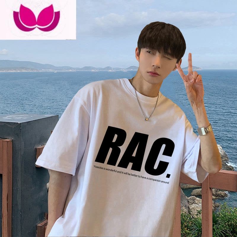 七斓红色美式短袖t恤男士潮牌痞帅夏季复古潮流大码oversize男款衣服图片