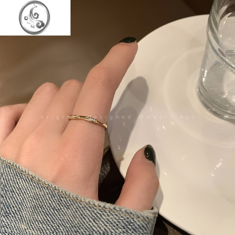 JiMi莫比乌斯锆石开口戒指女时尚温柔冷淡风素圈尾戒小众设计感食指戒