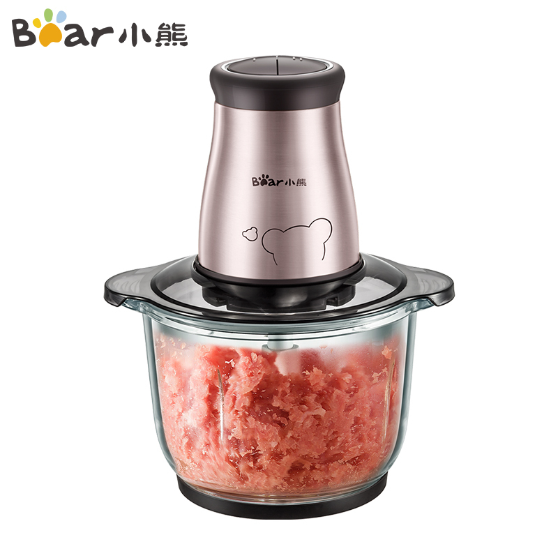 小熊(Bear)绞肉机 2L大容量家用全自动绞肉机电动不锈钢绞馅绞菜料理机搅拌机 QSJ-B03H2 双刀款