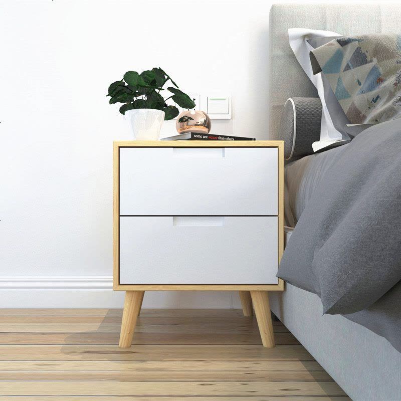 北欧实木卧室床头简约现代床边柜迷你储物柜日式小户型边角柜宜家图片