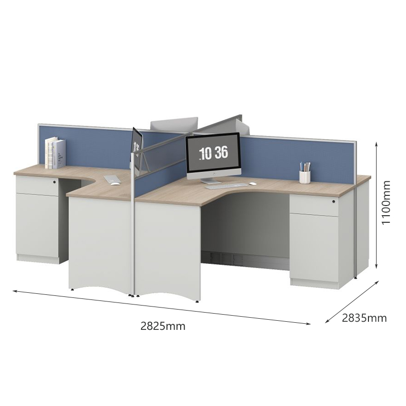 臻远ZYGW-096屏风工作卡位职员桌办公桌 十型四人位高清大图
