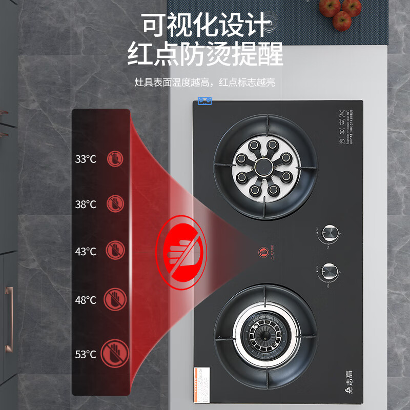 志高(CHIGO)F216A双灶眼燃气灶(天然气)5.2KW大火力 台式嵌入式两用蓝焰炫火灶具