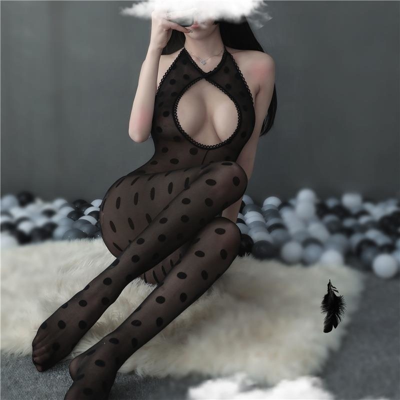 长夜漫漫情趣内衣欧美性感吊带开档连体衣提花连体丝袜睡衣8864高清大图