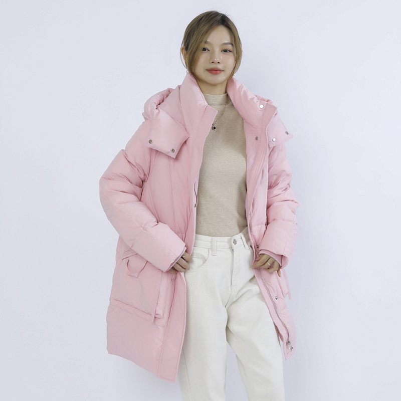 新款中长款韩版高端时尚宽松百搭加厚外套连帽羽绒服女_390_480高清大图