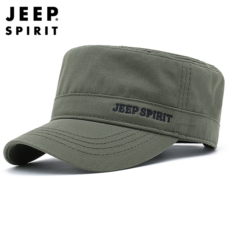 JEEP SPIRIT正品吉普专卖男士户外旅游帽宽檐平顶帽可调节遮阳帽鸭舌帽休闲帽