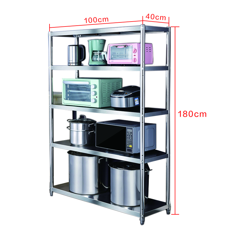 苏久顺不锈钢货架置物架五层落地式收纳架五层架子长100宽40高180CM高清大图