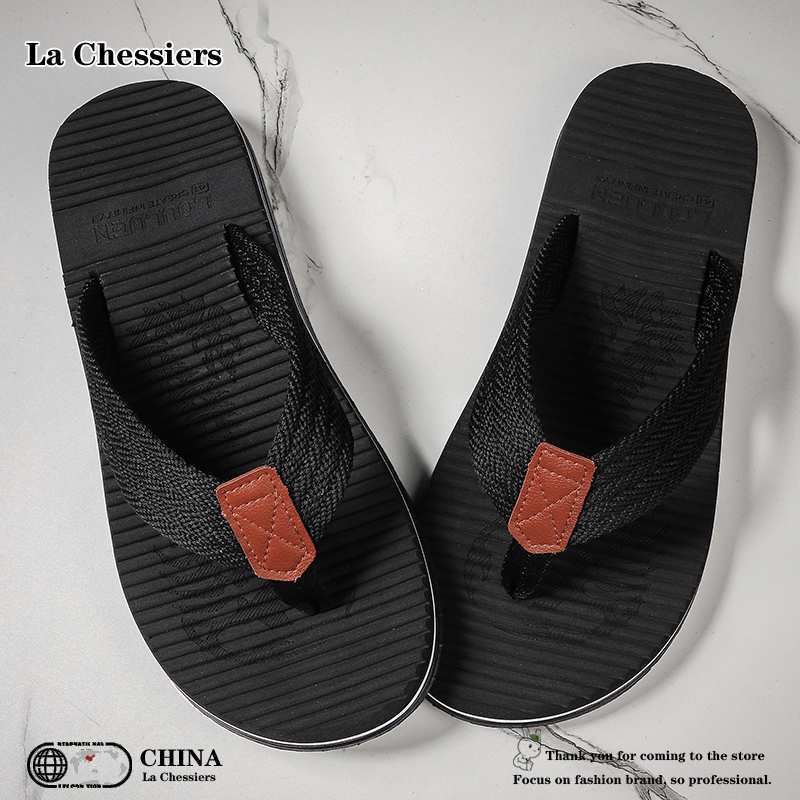 La Chessiers2024新款拖鞋男人字拖夏季韩版潮流个性时尚休闲外穿防滑学生凉拖鞋男