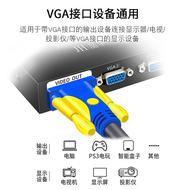 晶华 VGA3+6 VGA线电脑显示器连接线数据延长线vga视频投影仪数据线 灰色40米V301R