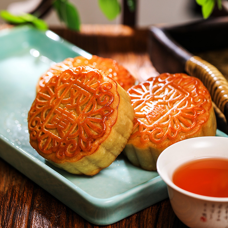 广御园海藻糖月饼礼盒装720g 4枚双黄白莲蓉月饼广式月饼中秋送礼手信