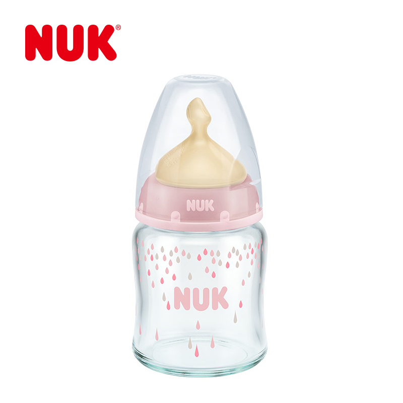 NUK耐高温120ml宽口玻璃彩色奶瓶(带初生型乳胶中圆孔奶嘴)颜色随机高清大图