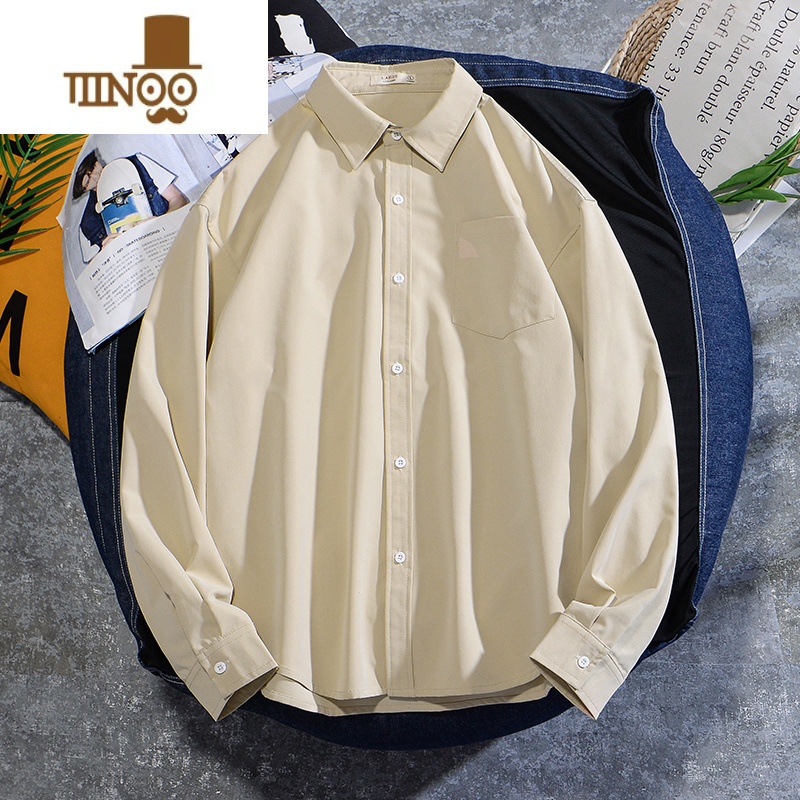 YANXU基础款衬衣日系dk制服白衬衫男士长袖潮男装设计感小众上衣衬现在高清大图