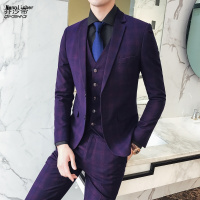 新郎西服套装男士正装晚礼服韩版修身型结婚西装婚礼支持人三件套