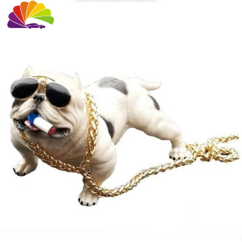 舒适主义网红吸烟社会狗汽车摆件创意车内装饰品个性仿真狗恶霸犬车载