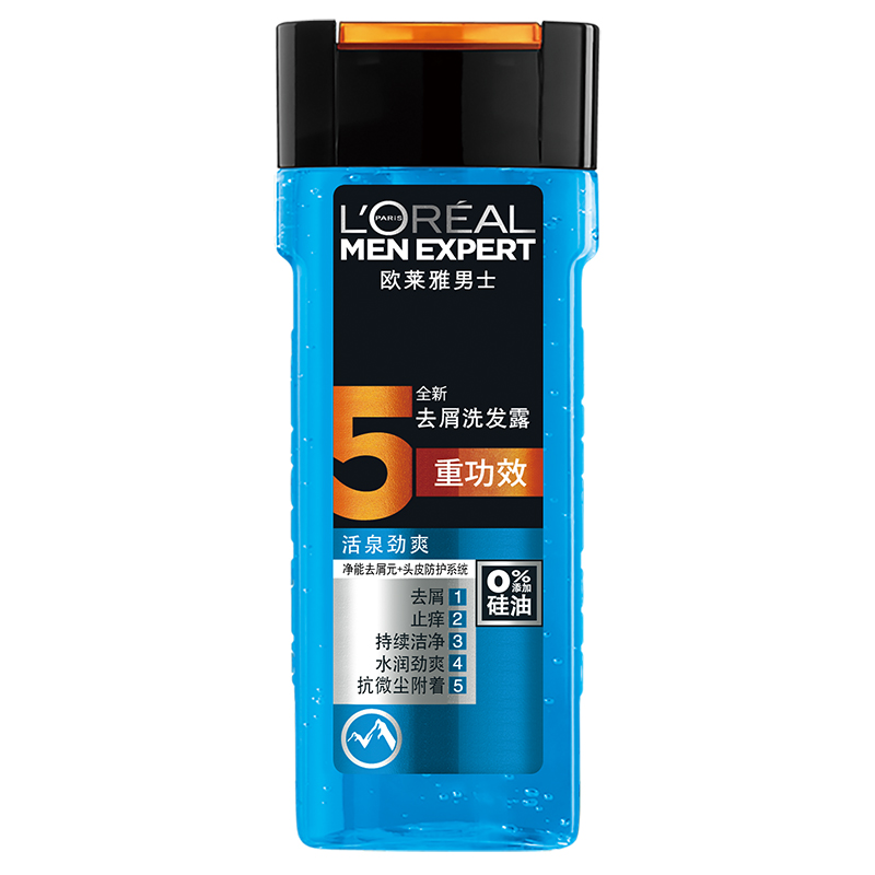 欧莱雅(LOREAL) 男士去屑洗发露(活泉劲爽) 400ml(适合所有发质人群,男士洗发水)