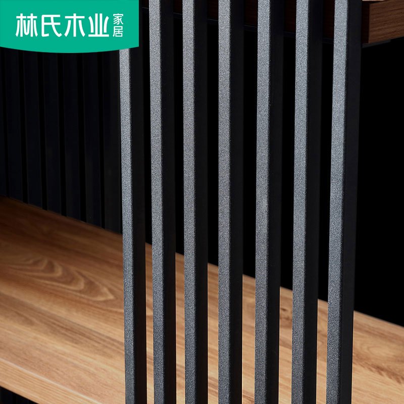 林氏木业铁艺储物书架置物架落地简约现代客厅多层展示收纳架DY1X