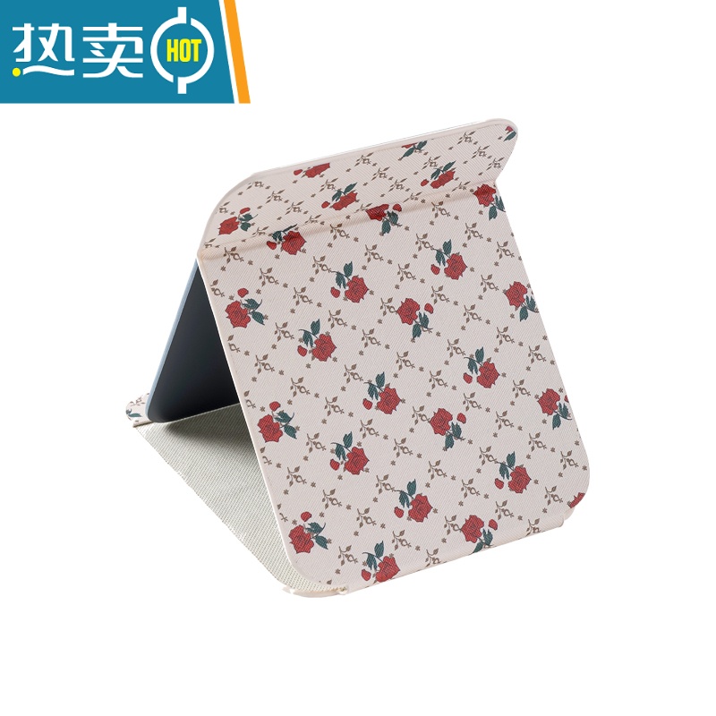 敬平梳妆镜子公主镜皮质复古折叠镜卧室宿舍桌面台式化妆高清随身携带便携式用镜 中号16*11cm咖啡小狗[复古款]高清大图