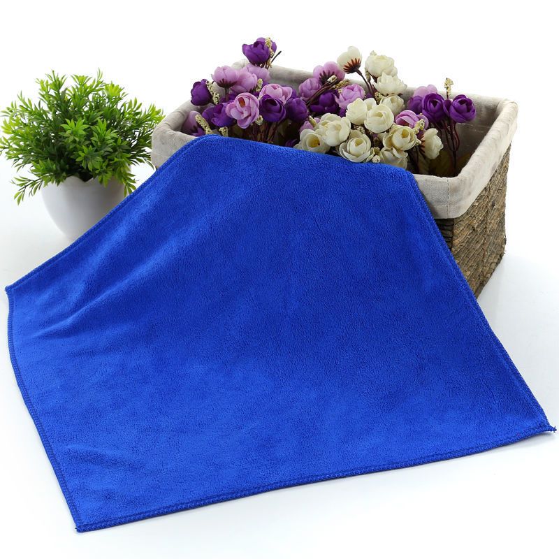 蓝色超厚30x30三条洗车毛巾多功能擦车巾加厚吸水擦车布车用超细纤维